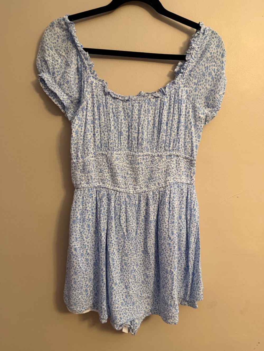 Light Blue Floral Smocked Romper